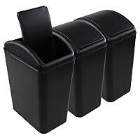 Vista 8 de 3 paquetes de basura de plástico de 4.5 galones con tapa abatible superior, cubo de basura para cocina, dormitorio, baño, color gris