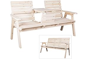 Cedar Wood 3-Person Dock Benches with Foldable Table