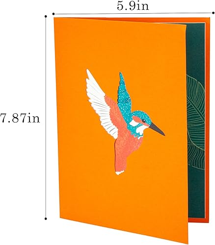Miniatura 3 de Tarjeta desplegable de colibrí, tarjeta de cumpleaños, tarjeta de felicitación 3D para niños, mamá, papá, esposa, amigos, colega, cumpleaños, día de