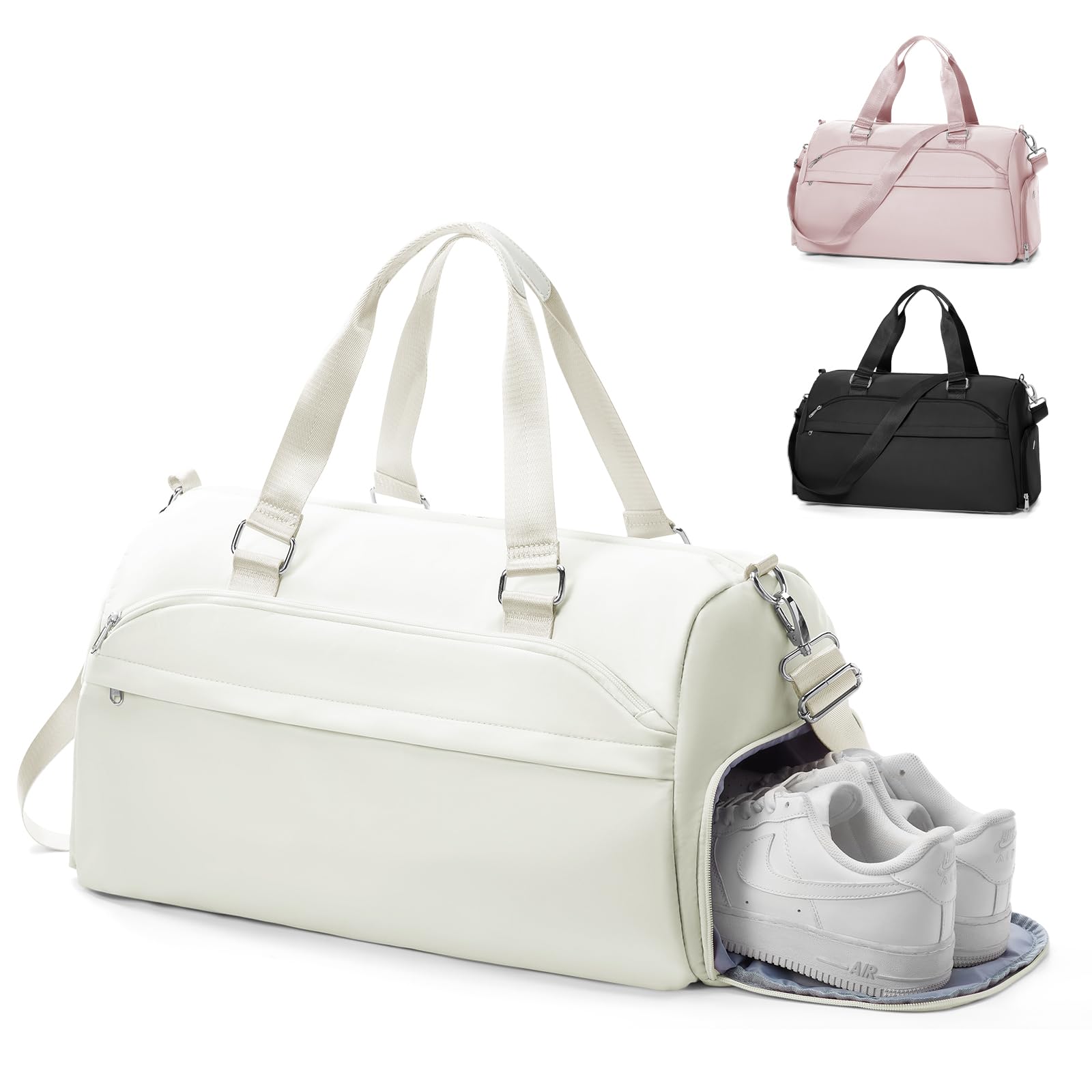 Gym Bag Womens,Travel Duffel Carry on Bag Sport Tote Bag Weekend Overnight Bag, E3-Beige, 19.6" x 9.8" x 11.02", Gym Bag