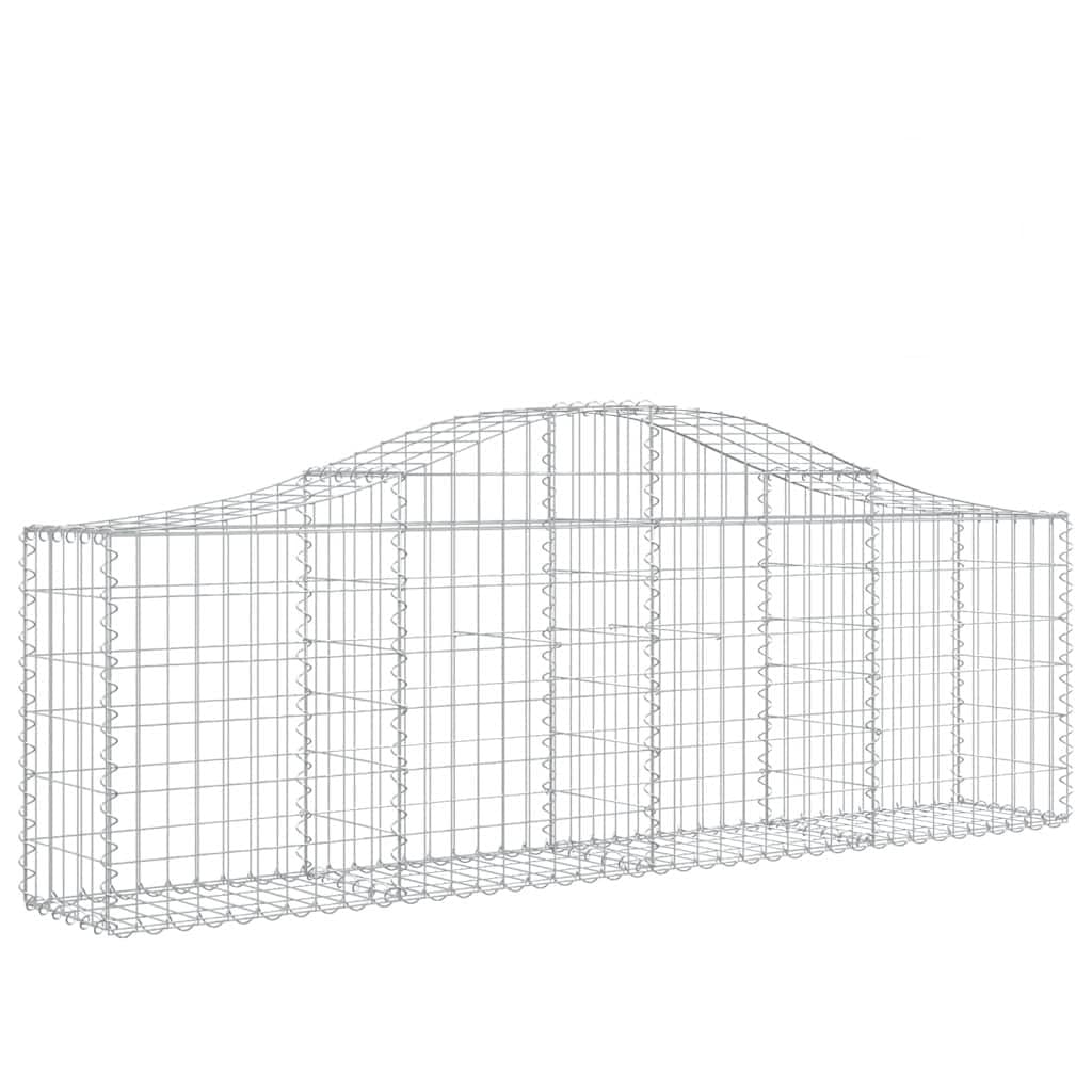 Gaviones con arco alto, 200 x 30 x 60/80 cm, hierro galvanizado, 2 unidades | Paredes arqueadas de alambre de 3,5 mm para patio y patio trasero. Incluye gancho de conexión reforzado.