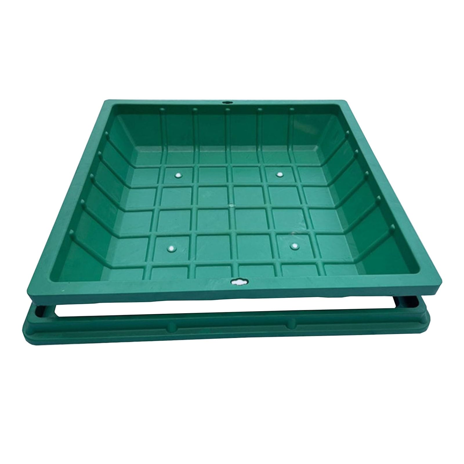 Regard de visite 80 cm avec couvercle et cadre de drainage pour gazon vert robuste