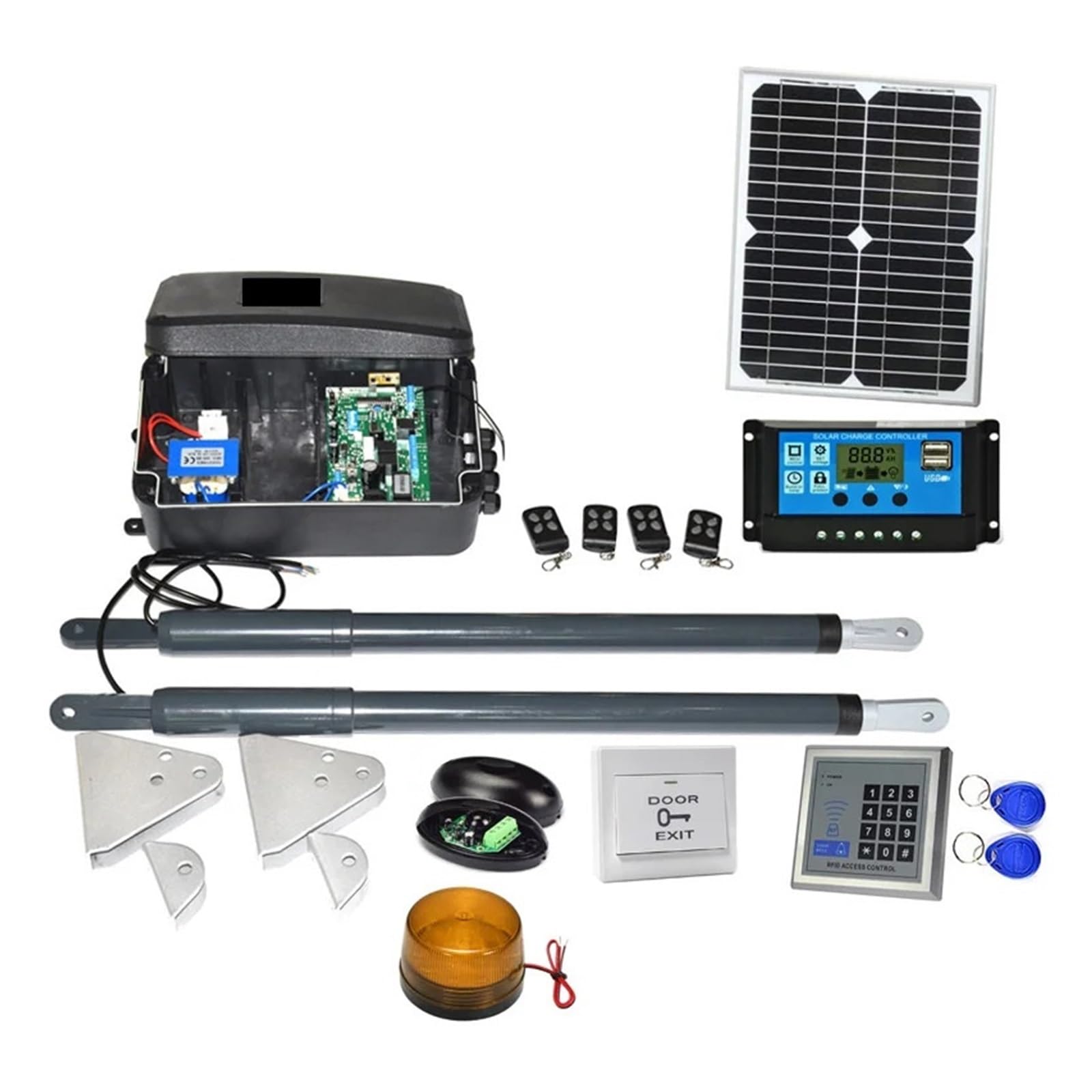 Rsgxlfqzvak Kit2 Automatic Gate Opener, Dc 12V Solar Powered Gate Operator Heavy Duty Swing Opener Motor Kit(Kit2)