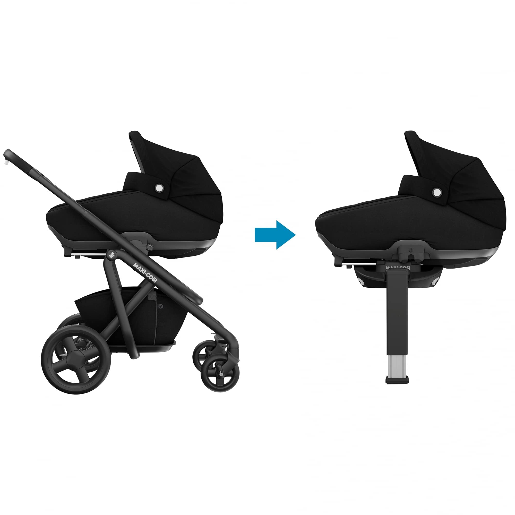 Maxi-Cosi Jade, Capazo de seguridad, Capazo de coche, apto desde el nacimiento, 0 a 6 meses, 0 - 9 kg, de 40 a 70 cm, Essential Black (Negro)