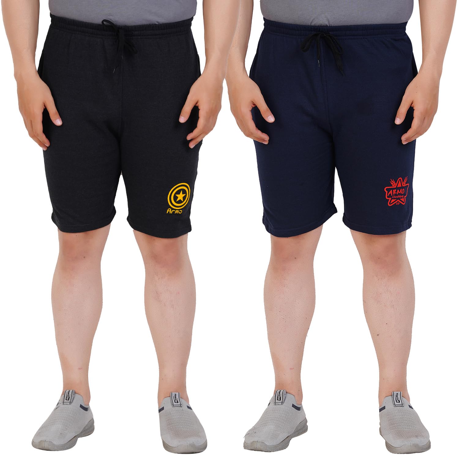 Men's Cotton Shorts - Pack of 2| Casual & Sportswear for Gym, Travel & Daily Use Multicolor-image-19