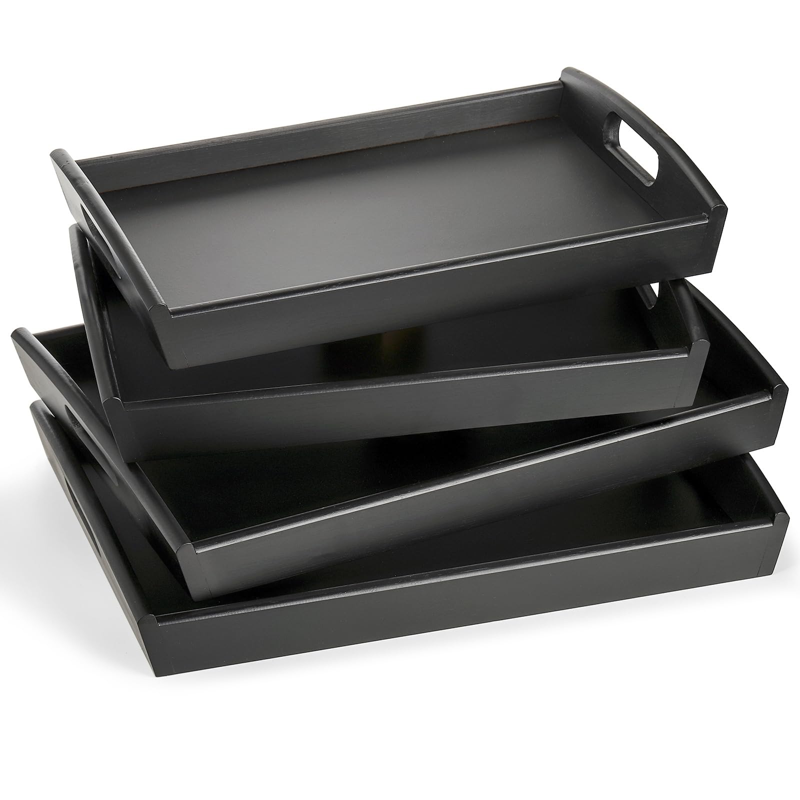 Amazon com: Peohud 4 Pack Bamboo Serving Tray Kitchen Food Tray with