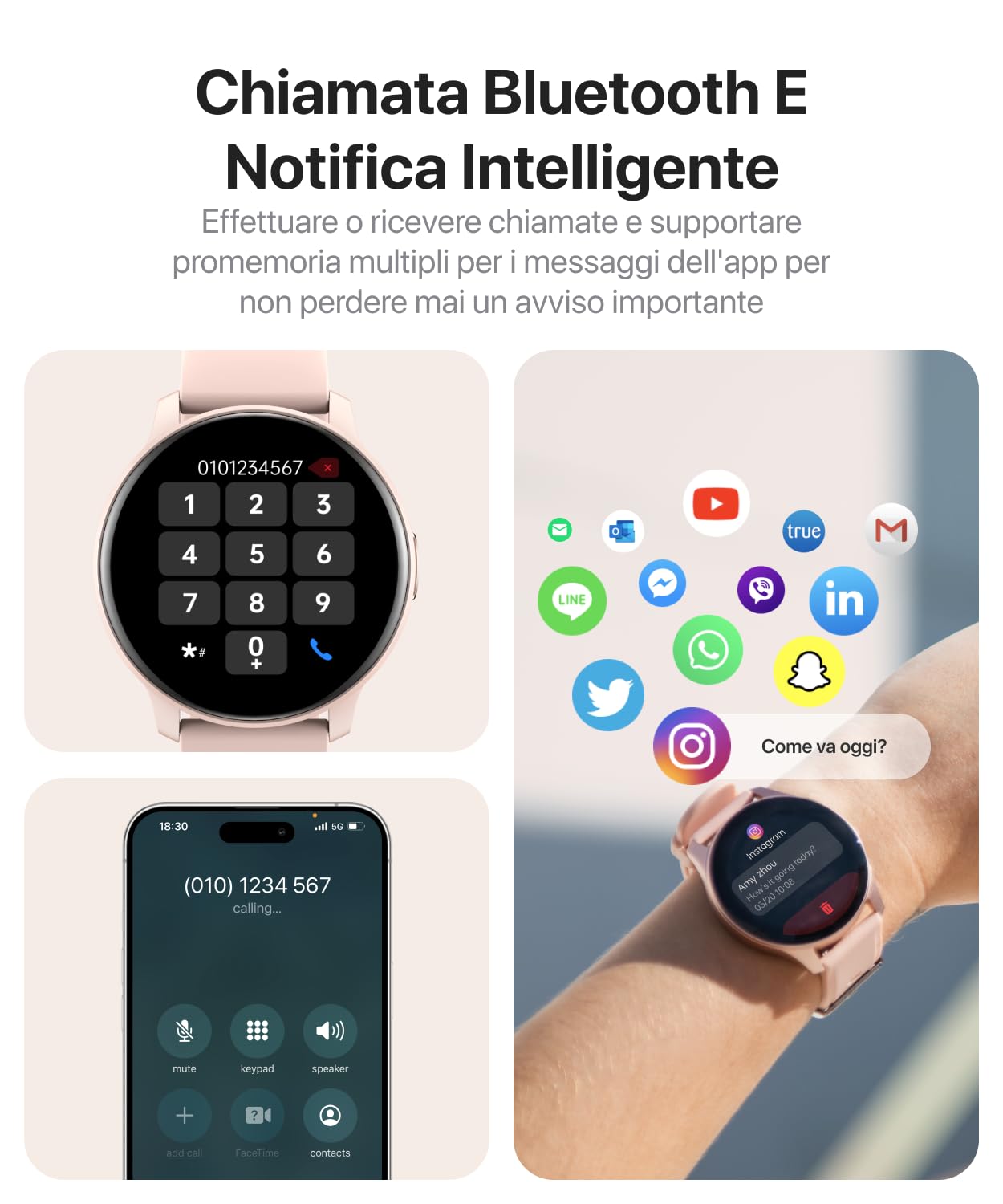 Smartwatch Uomo Donna, 1.85″ Orologio Smart watch, con Rispondi/Effettua Chiamate/Risposta Rapida/Voce AI, Smartwatch per Telefoni Android iOS Samsung GPS IP68 Impermeabile