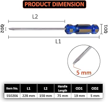 Harden Flat Type Slotted Type Magnetic Screwdriver 5X150MM, Forged
