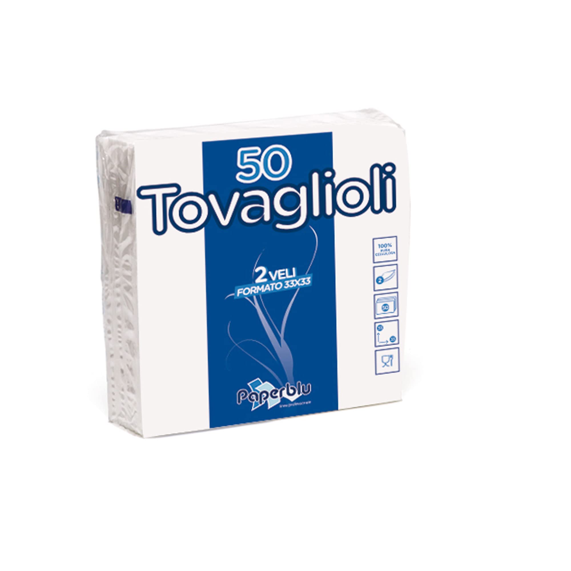 Tovaglioli carta monouso Paperdì 33x33 cm, bianchi, 2 veli, 36 confezioni da 50 pezzi (1800pz)