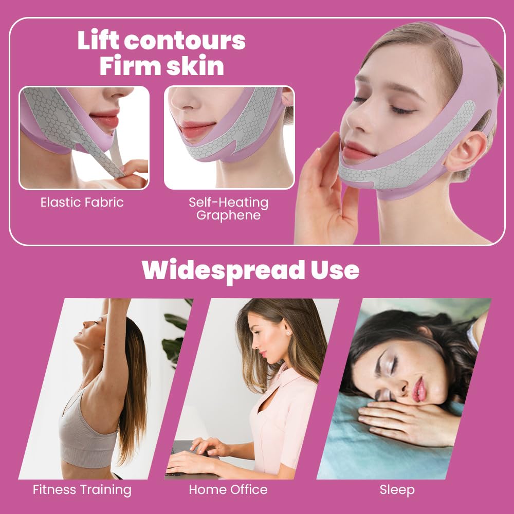 Doppio Mento,Maschera Viso,Medicube Mask Fascia Donna,Bendaggio Traspirante per Il Viso a V, Della Sollevamento e Rafforzamento, Riparazione del Doppio Mento, Muscoli Masseteri (Viola)
