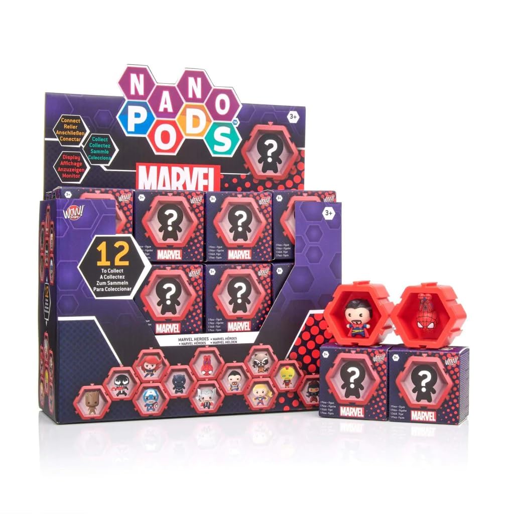 WOW! STUFF - Nano Pods Marvel Surprise Connectable Collectible, Avengers Superheroes and Villains Characters Attached within a Connectable Pod, for Kids and Adult toy Collectors