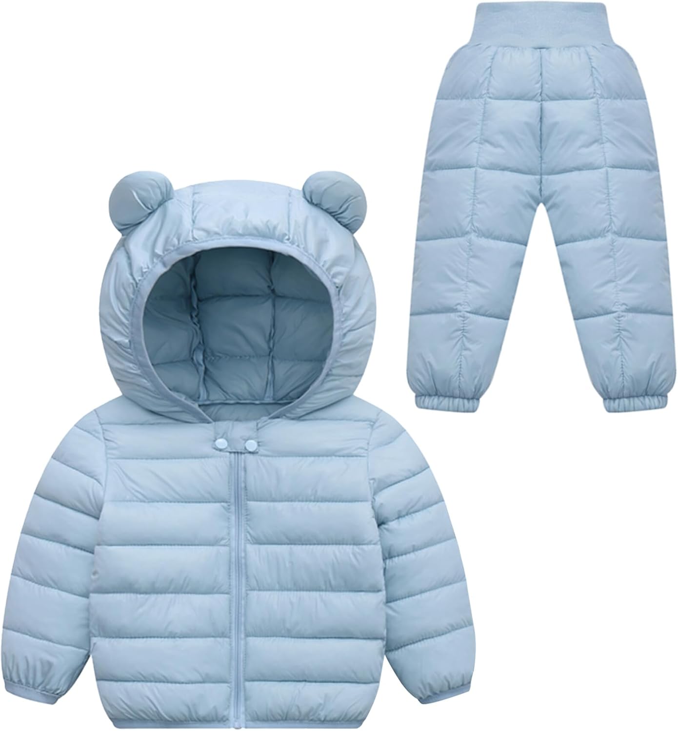 Happy Cherry Baby Toddler Two Piece Snowsuit Winter Down Jacket with Elastic Waist Snow Pants