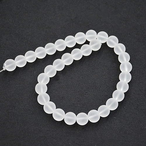 Miniatura 3 de Cuentas de cristal de cuarzo transparente mate de 0.315 pulgadas, 46 unidades, cuentas sueltas de piedra natural para hacer joyas, pulseras,