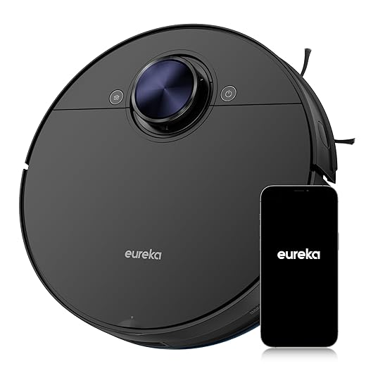 Eureka NER710 2-in-1 Robot Vacuum & Mop with 8000Pa suction, 5th-Gen LDS laser navigation, multi-floor mapping, 180-min runtime, 3-in-1 cleaning for pet hair, carpets & hard floors, App/Alexa support.
