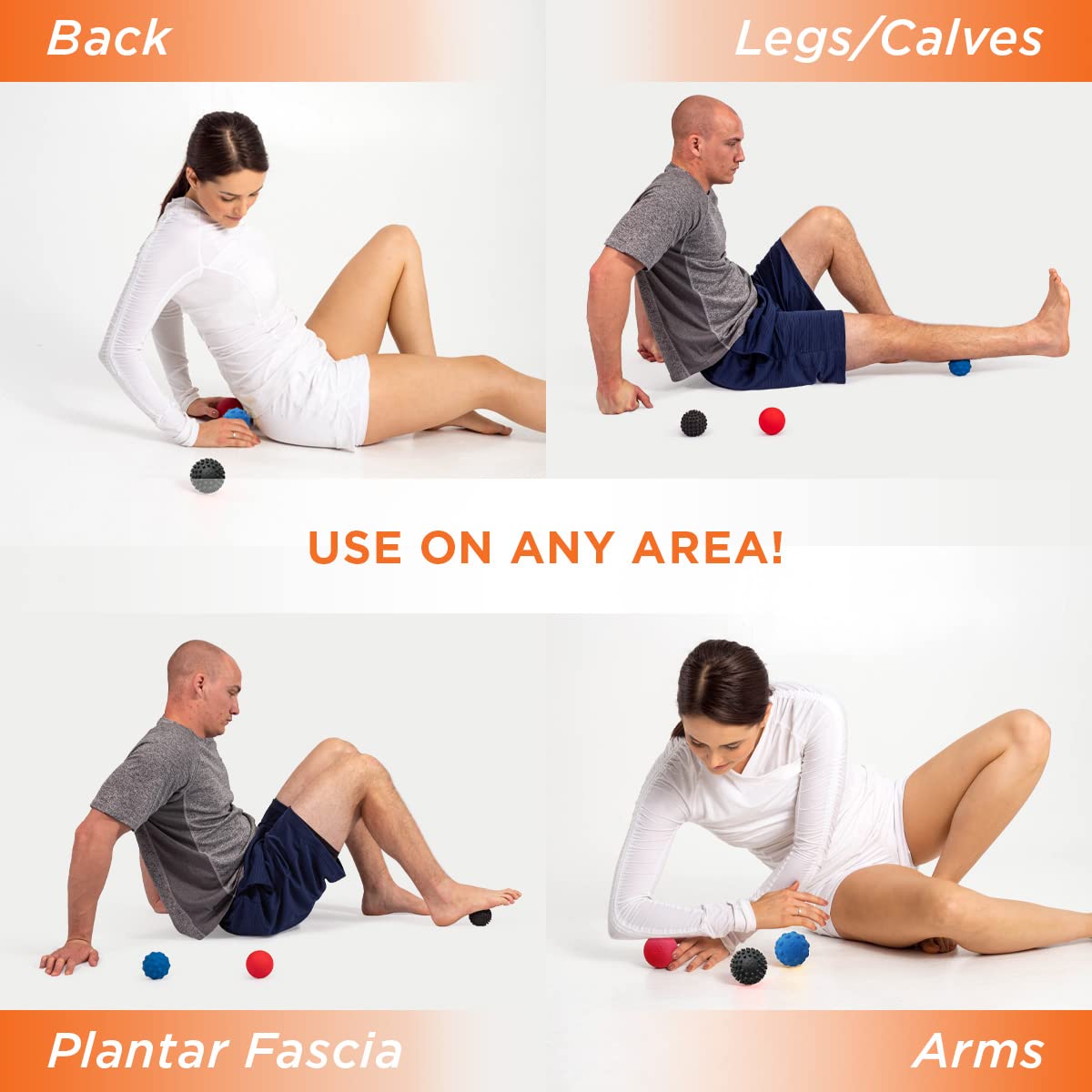ProStretch Addaday Trio Trigger Point bolas de auto-masaje para liberación miofascial, fascitis plantar y terapia de tejido profundo de cuerpo entero