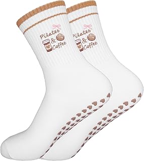 QBEJIME Calzini Antiscivolo Pilates Donna, Calze Antiscivolo Con,Per Yoga, Pilates, Balletto, Danza