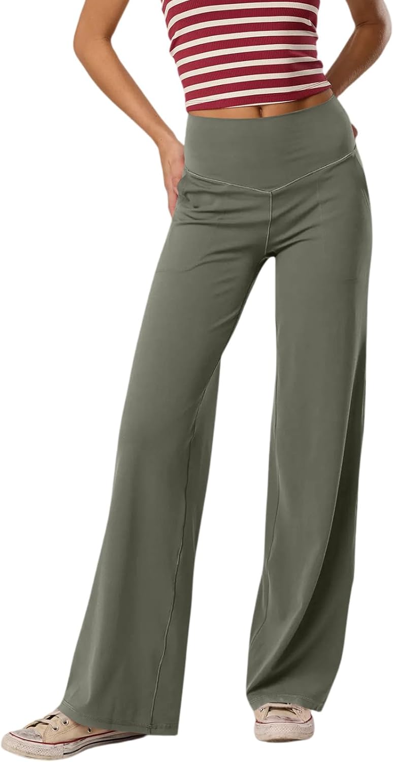 Yoga Pants Women Wide Leg Pants Stretch High Waist Baggy Sweatpants Casua Dress Pant Wide Leg Yoga Pant