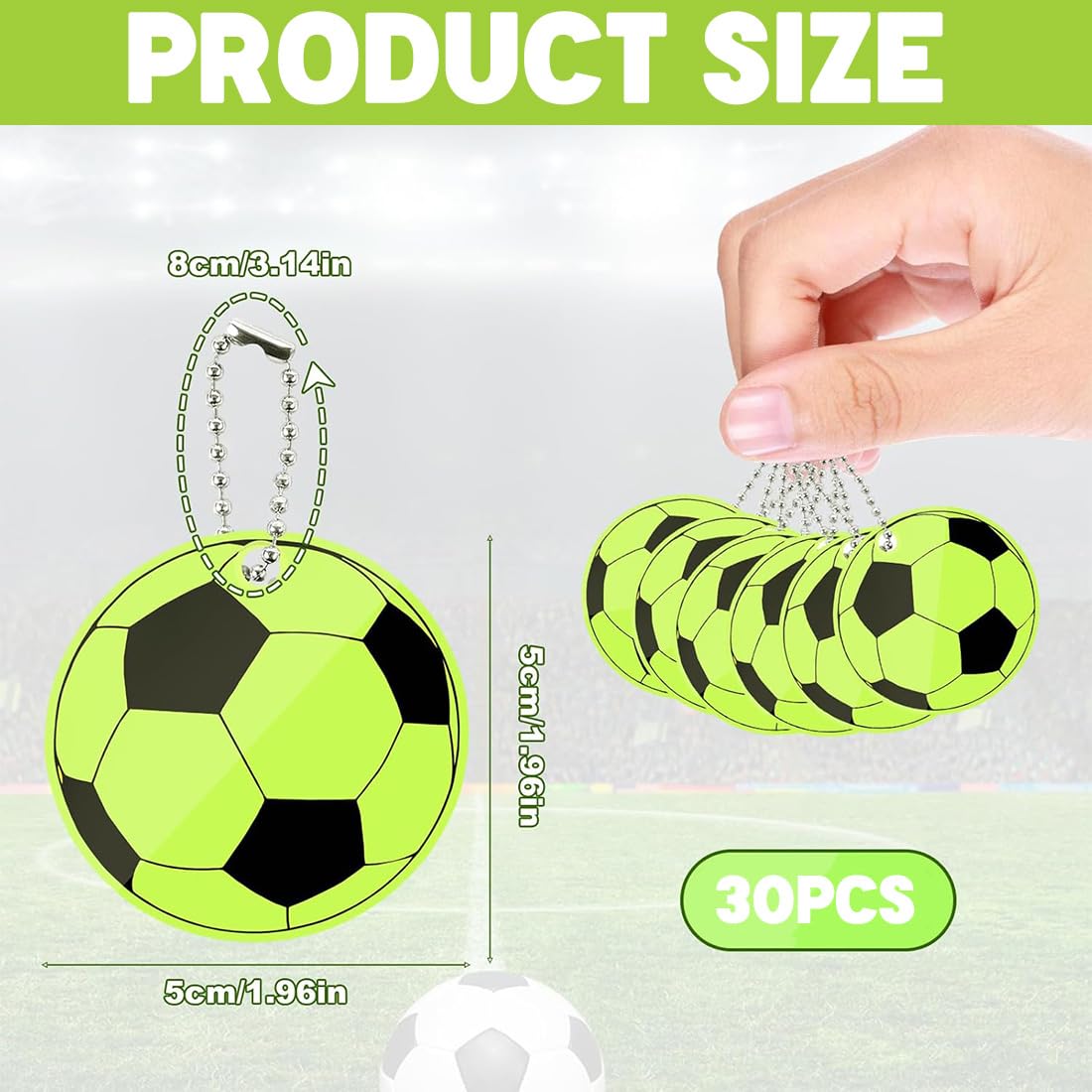 Reflector Colgante de Seguridad 30 Piezas, Colgante de Fútbol Reflectante