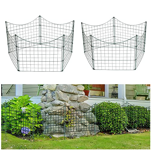 Joparri Clôture d'étang, 22 pièces Set Clôture de jardin en métal Clôture d'étang, Clôture à emboîter Clôture en treillis - 10 éléments de clôture 12 tiges de fixation (arc inférieur)