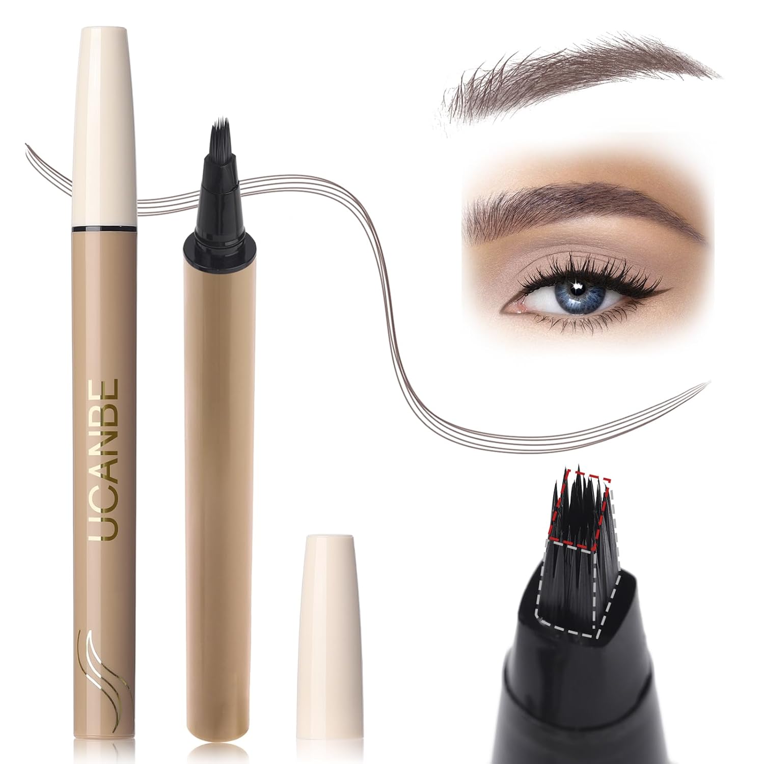 Microblading Brow-Fection Brow Eyebrow Pencil – Angled Brush Tip, Wild Natural Hair-Like Strokes, Patented Design, Long-Lasting & Smudge-Proof, for Beginners & Pros(04 Ash Brown)