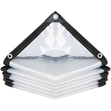 6.6x13.1 ft Clear Tarp Waterproof, Transparent Waterproof PVC with Grommets Tarpaulin Outdoor Transparent Cover for Outdoor Garden Rainproof Covering