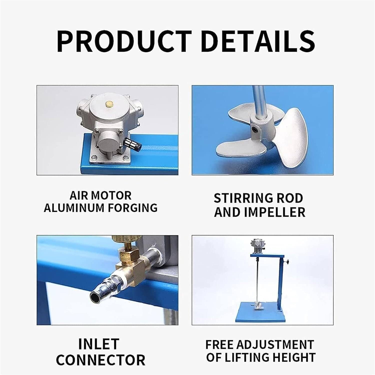 Mezclador neumático de Pintura de 5 gal/20 l, agitador de Pintura con elevación automática, Herramienta de Mezcla de recubrimientos, agitador neumático con sopo,