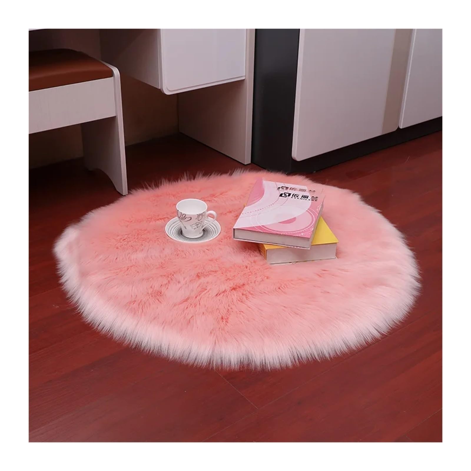 Tapis rond fausse fourrure 130cm pour sol dur et froid