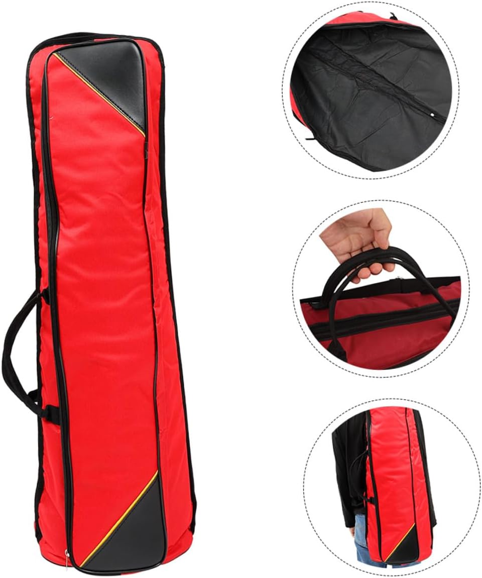 Alasum Waterproof Oxford Cloth Trombone Bag for Tenor, Thickened Portable Trombone Storage Case with Red Color for Travel and Instrument Protection