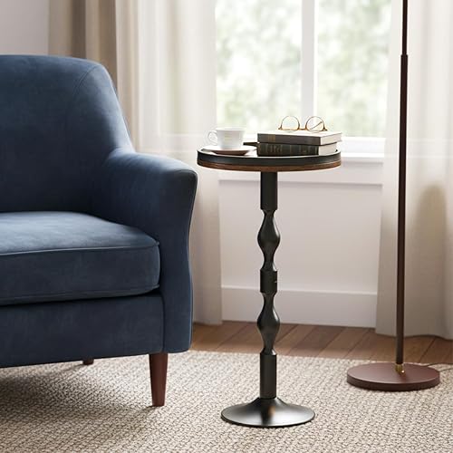 Miniatura 2 de Mesa redonda pequeña para bebidas, mesas de pedestal, mesa auxiliar redonda pequeña para espacios estrechos, mesa auxiliar para sala de estar,