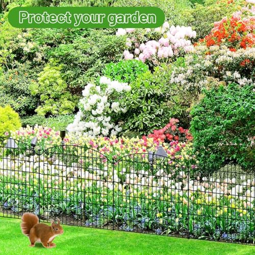 10 Stück Teichzaun Set,Gartenzaun Metall,Hundezaun Steckzaun,mit 10 Zaunelemente 12 Befestigungsstäben, Zaun für den Garten, Gitterzaun Set Oberbogen Zaun Garten - hühnerzaun,Gartenzaun zum Stecken