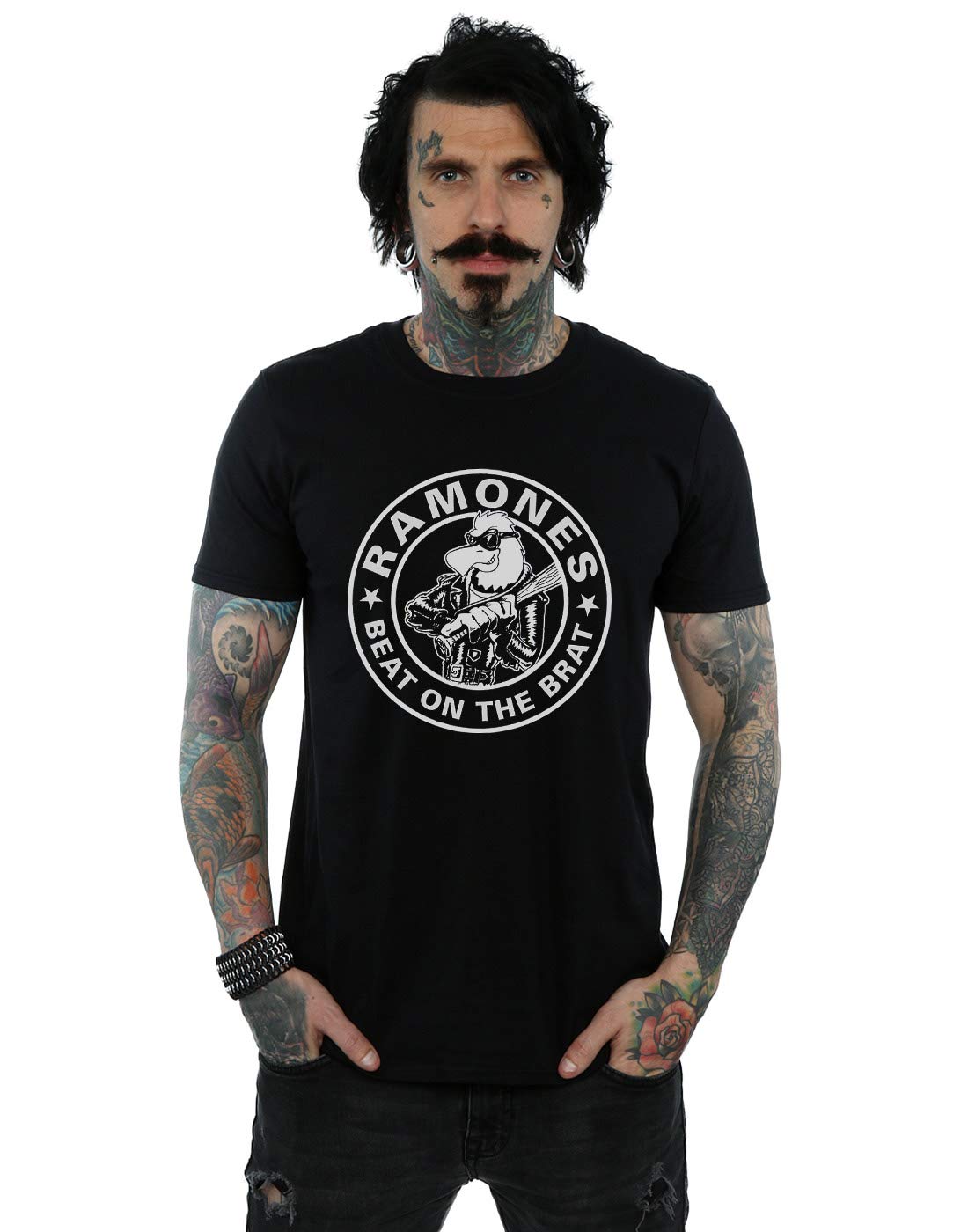 Absolute Cult Ramones Men's Beat On The Brat T-Shirt Black Large