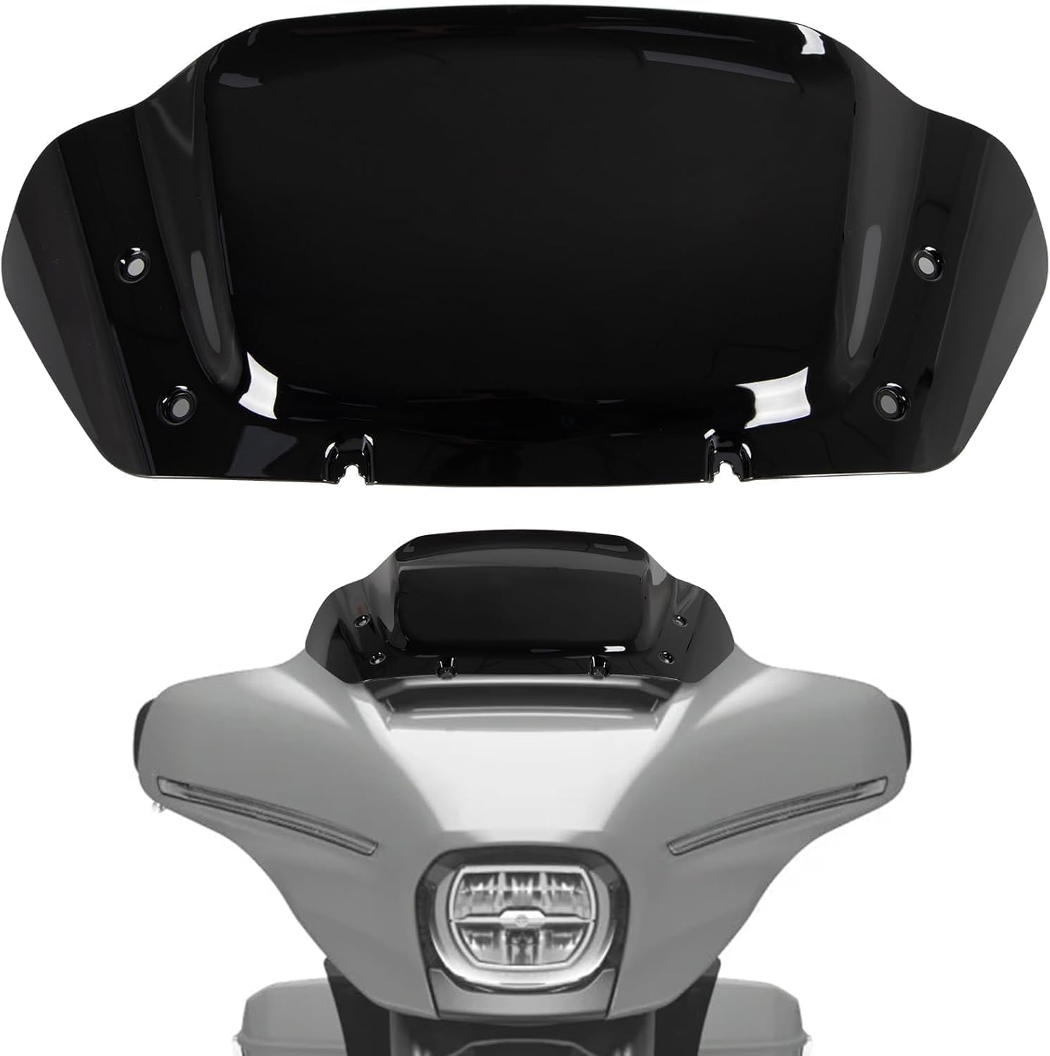 Black 10" Wave Windshield Windscreen Wind Splitter Fit for Harley Davidson CVO Street Glide FLHXSE 2023 2024, Street Glide FLHX 2024-up (Black)