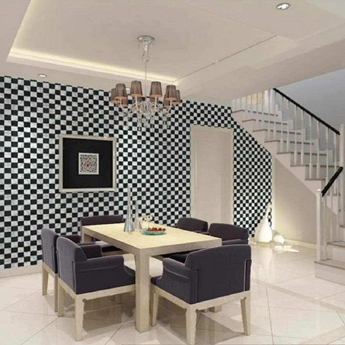 Black White Checkered Wallpaper (200 CM * 45 CM)