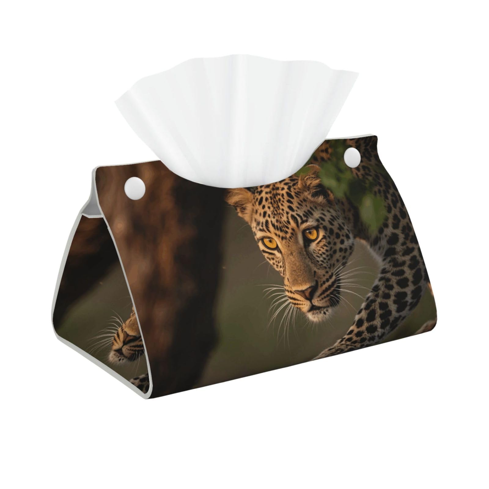Pu Leather Tissue Box Cover, Cheetah Rectangle Tissue Case Covers Decorative Tissue Box Holder Waterproof Tissue Holder Organizer for Bathroom Home Office