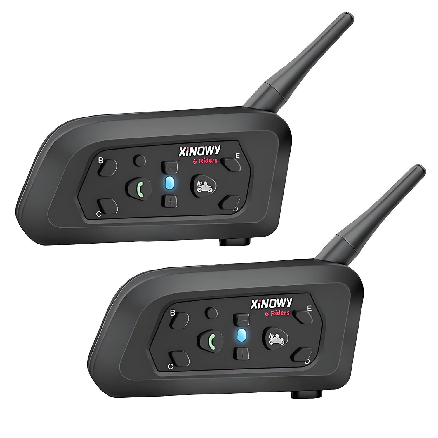 Casco da Moto Intercom V6 Bluetooth Comunicazione Vivavoce per 6 Riders Portata 1200m Qualità audio HD Resistente all'acqua per Moto/Bicicletta/MTB (Pack 2)