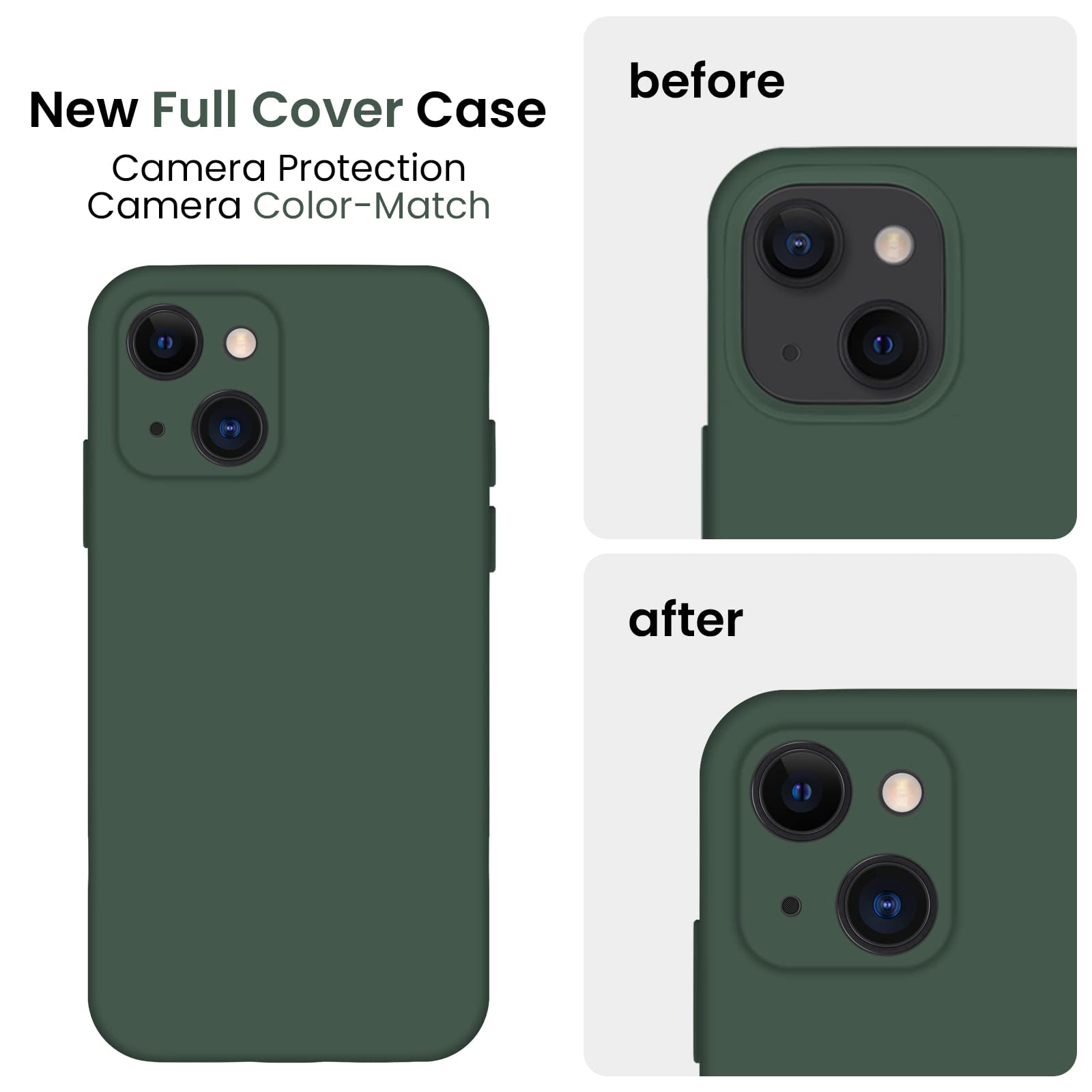 FireNova Designed for iPhone 13 Case, Silicone Upgraded [Camera Protection] Phone Case, Soft Anti-Scratch Microfiber Lining Inside, 6.1 inch, Alpine Green — view 3