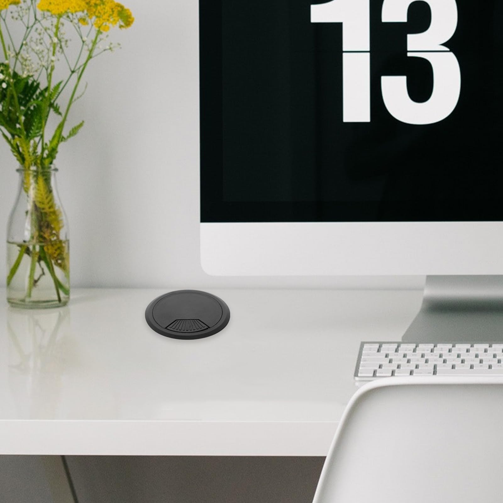 INOOMP 5 Pièces Passe-câble de Bureau Rond 50mm en Abs Noir, Cache-Trou | Meubles et Armoires, Installation Simple, Design Sobre et Pratique, Lot