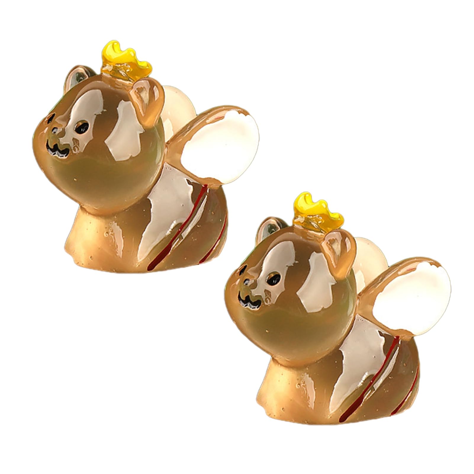 Virelynx 2Pcs Mini Bee Shaped Animals – Glow in The Dark Resin Figures, Small Miniature Cute Tiny Animals Figurines for Fairy Garden