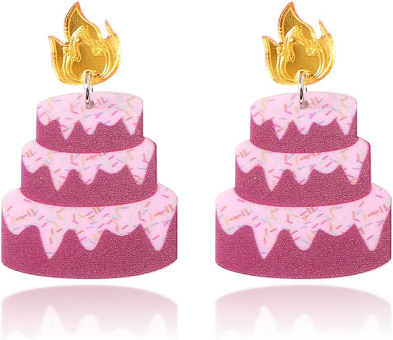 MALOYANVE Birthday Cake Earrings for Women Funny Sweet Colorful Acrylic Lightweight Cakes Candle Happy Birthday Letter Dangle Drop Earrings for Women Celebration Birthday Party Holiday Fashion Jewelry Gifts