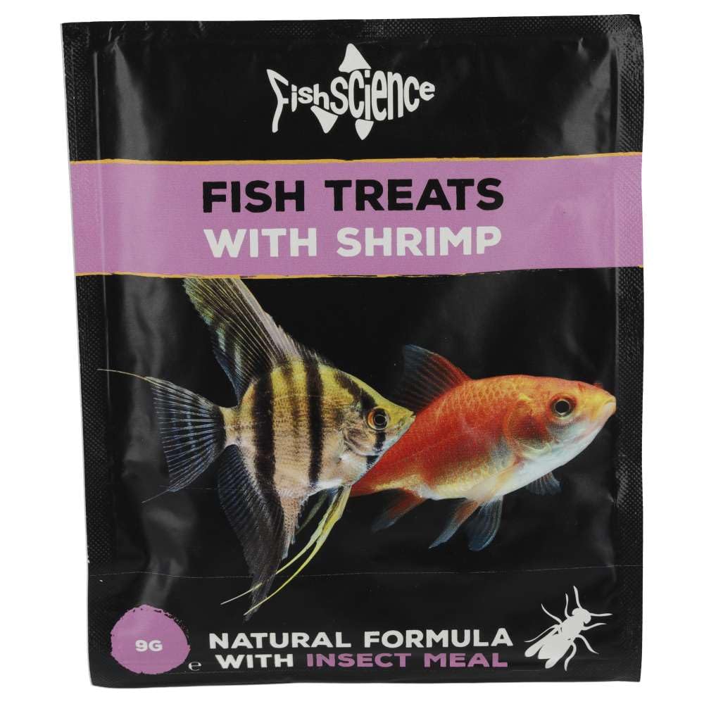FishScience Fish Treats with Shrimp 9g | Complete Tropical Fish Food | Aquarium | Bottom Feeder | Immune, Colour & Growth Support | Marine