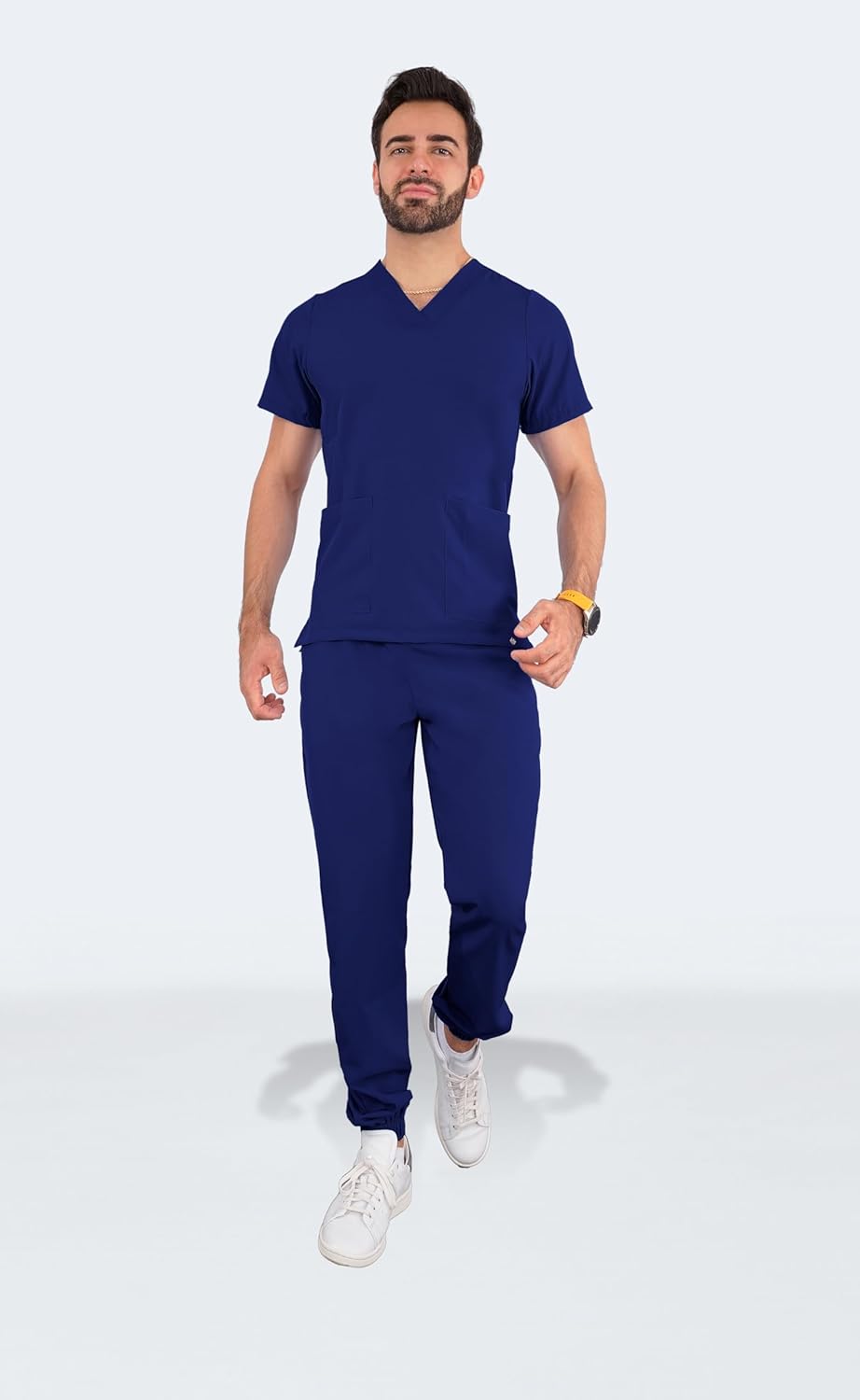 sea brazil Men's Medical Uniforms | Scrub Set with Classic V-Neck Top and Drawstring Adjustable Pants.