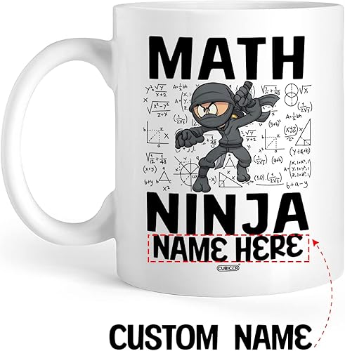 Miniatura 2 de CUBICER Tazas de café personalizadas, tazas de matemáticas ninja para niños, adultos, hombres, adolescentes, citas divertidas, nombre personalizado,