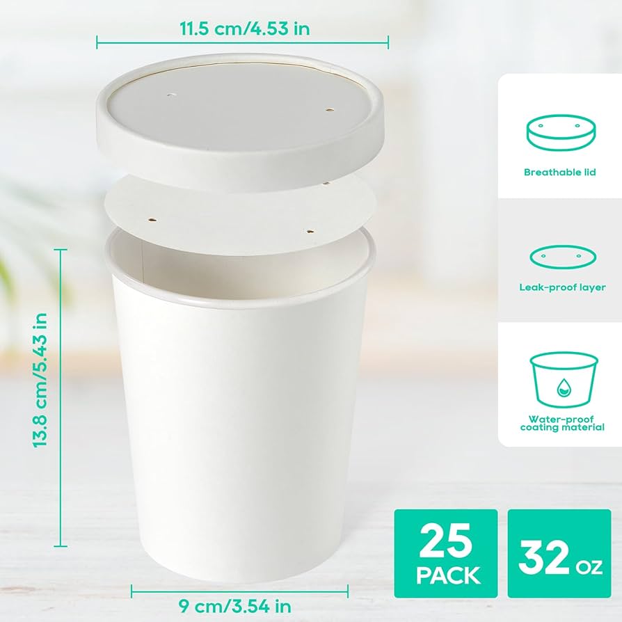 Amazon.com: JOLLY PARTY 25pack 32oz Paper Soup Containers with Amazon.com: JOLLY PARTY 25pack 32oz Paper Soup Containers with