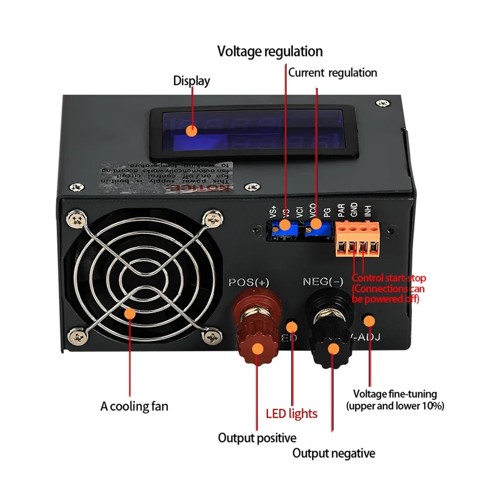 Regulowany zasilacz impulsowy o mocy 2000 W DC, od 0 do 15 V do 400 V