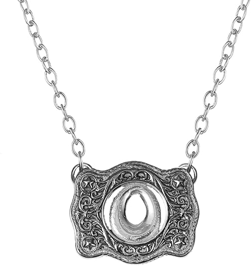 Belt Buckle Necklace Western Style Initial Letter Pendant Necklace, Decorative Belt Buckle Frame Design