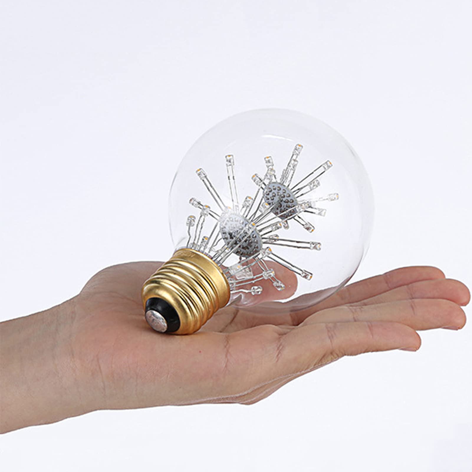 Bombilla esférica retro Edison 3 W, bombilla bajo consumo con boca rosca, bombilla decorativa LED Gypsophila, 360°; Vidrio transparente con ángulo haz, paquete 2 [Clase energética A+]