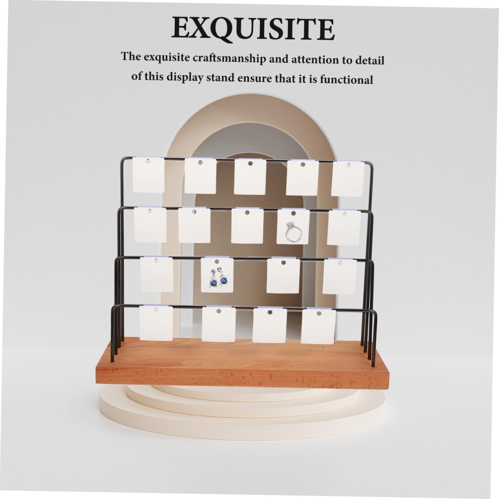 YARNOW Présentoir à Bijoux Organisateur de Bureau Multifonctionnel en Bois et Fer pour Boucles D'oreilles pour Maison et Diffusion en Direct