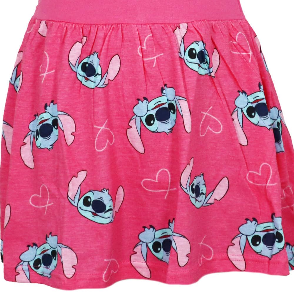 Disney Lilo & Stitch - Vestido de verano para niña con mangas con volantes y estampado integral, tallas 92-128, algodón, gris o rosa