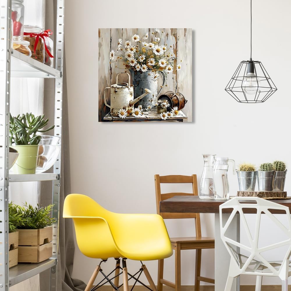 LAIART Farmhouse retro daisy wall decorative wall art rustic picture canvas printing