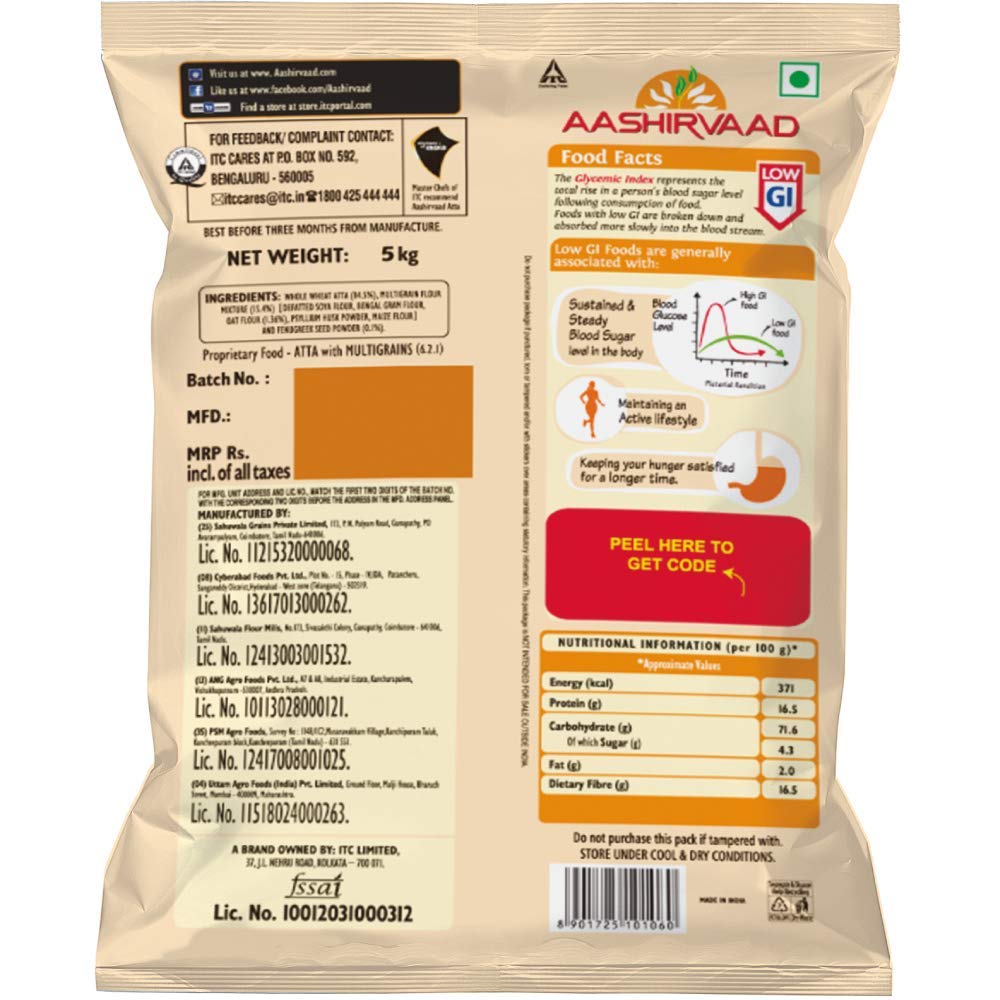 Buy Aashirvaad Sugar Release Control Atta, 5kg Pack, Low GI (Glycemic